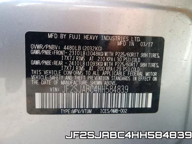 JF2SJABC4HH584839 фото 2