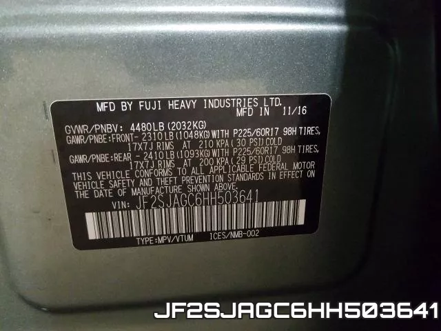 JF2SJAGC6HH503641 фото 2