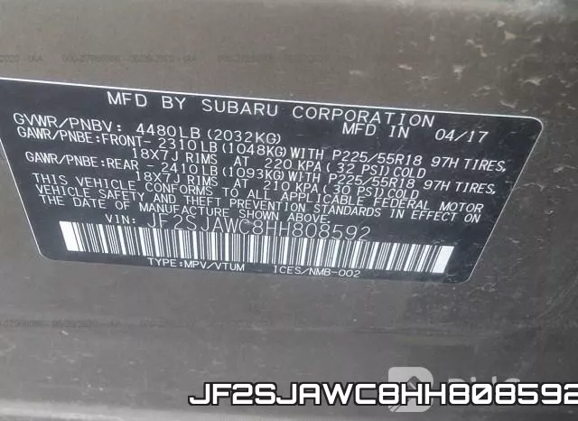 JF2SJAWC8HH808592 фото 10