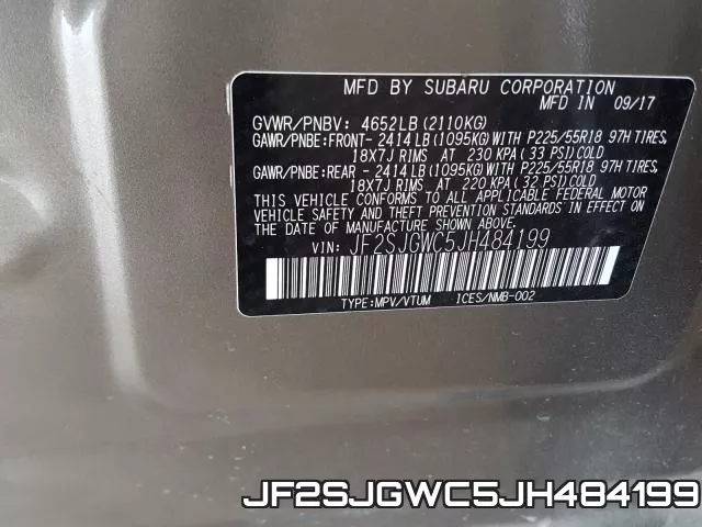 JF2SJGWC5JH484199 фото 2