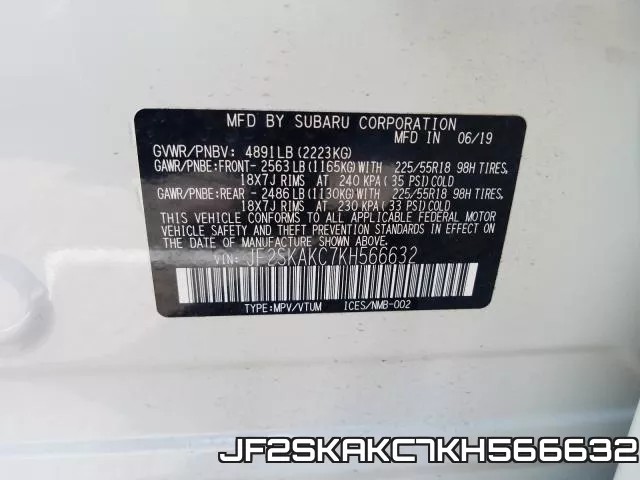 JF2SKAKC7KH566632 фото 2