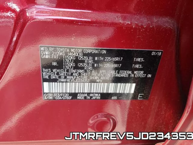JTMRFREV5JD234353 фото 2