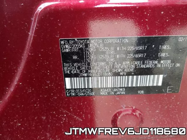JTMWFREV6JD118680 фото 2