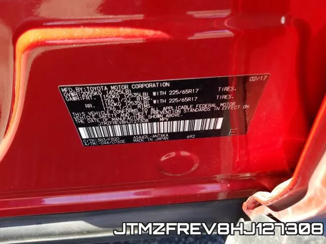 JTMZFREV8HJ127308 фото 2