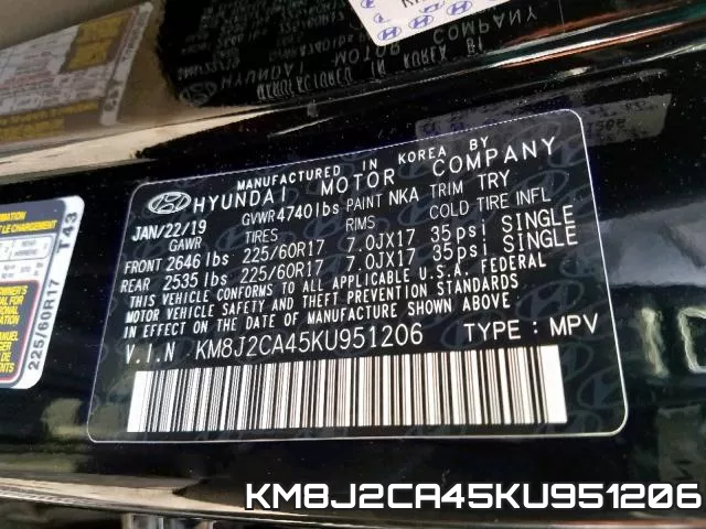 KM8J2CA45KU951206 фото 2