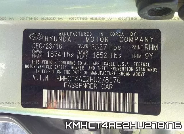 KMHCT4AE2HU278176 фото 10