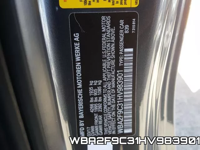 WBA2F9C31HV983901 фото 2