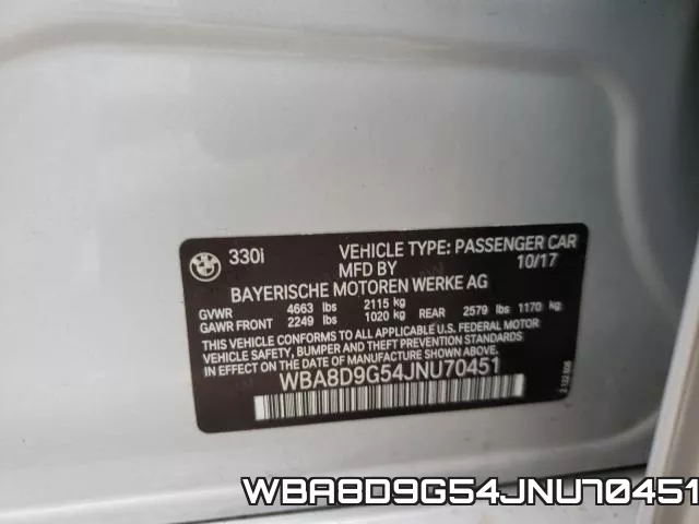 WBA8D9G54JNU70451 фото 2