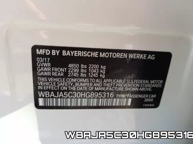 WBAJA5C30HG895316 фото 2