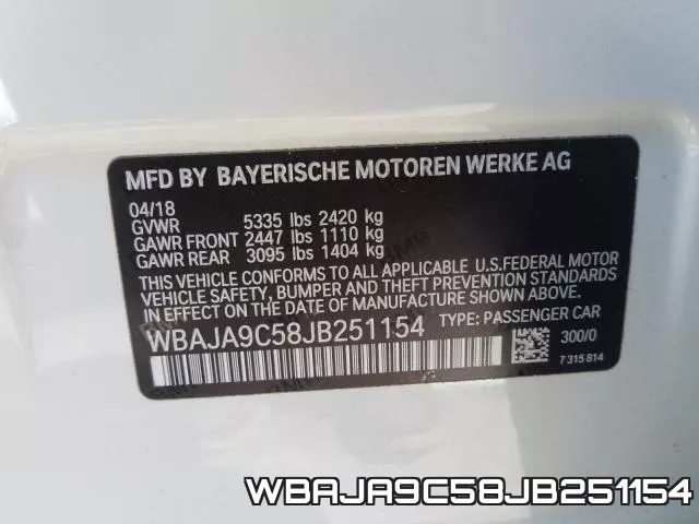 WBAJA9C58JB251154 фото 2