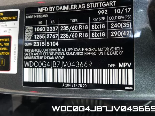 WDC0G4JB7JV043669 фото 2