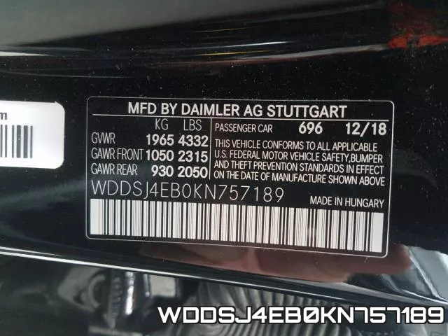 WDDSJ4EB0KN757189 фото 2