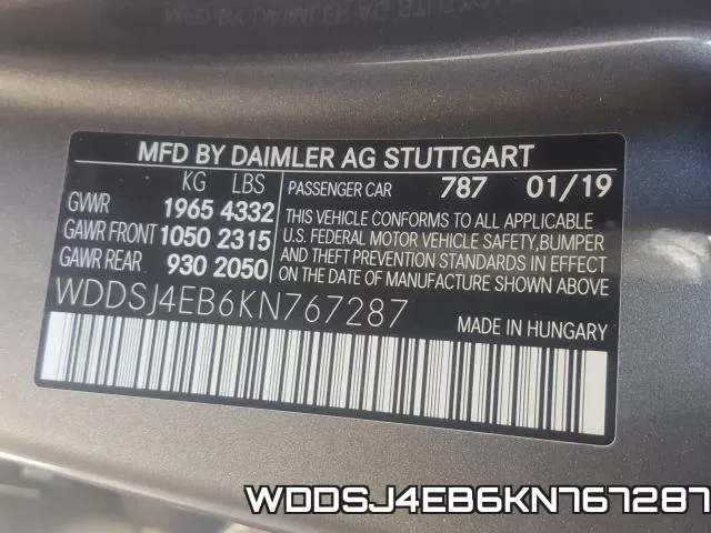 WDDSJ4EB6KN767287 фото 2