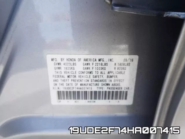 19UDE2F74HA007415 фото 2