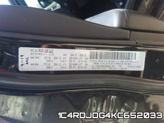 1C4RDJDG4KC652033 фото 2