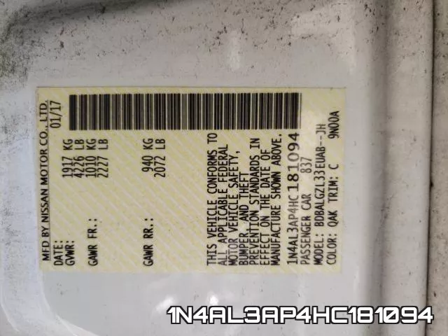 1N4AL3AP4HC181094 фото 2