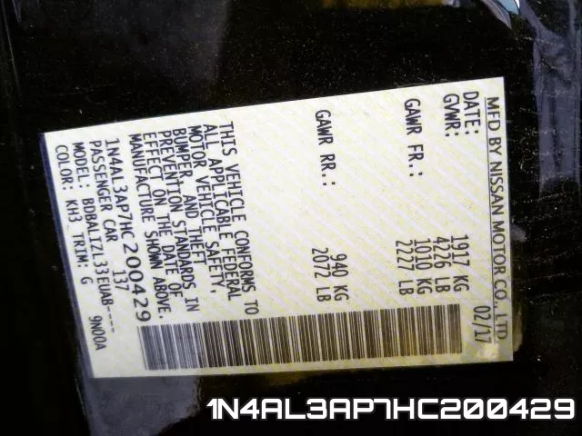 1N4AL3AP7HC200429 фото 2