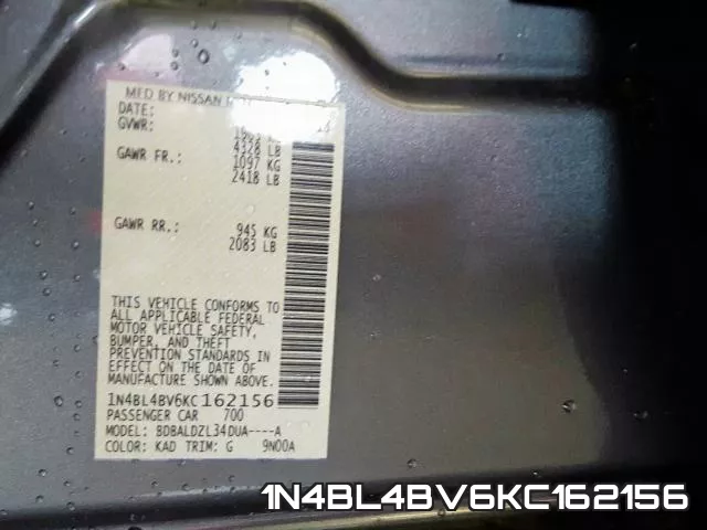 1N4BL4BV6KC162156 фото 2