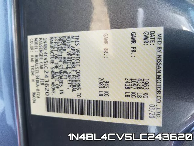 1N4BL4CV5LC243620 фото 2