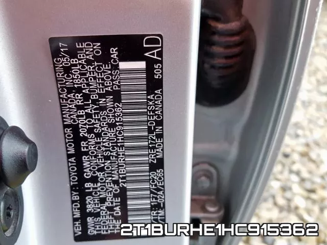 2T1BURHE1HC915362 фото 2