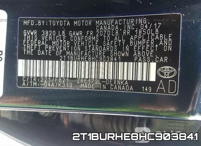 2T1BURHE8HC903841 фото 10
