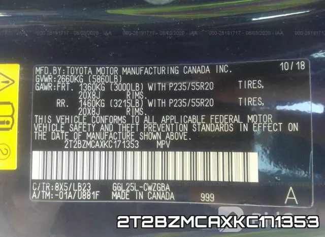 2T2BZMCAXKC171353 фото 10