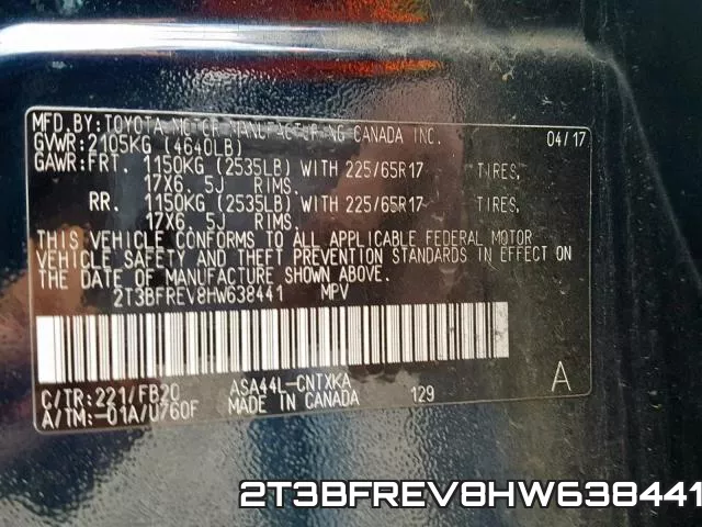 2T3BFREV8HW638441 фото 2