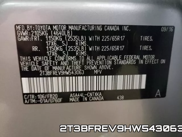 2T3BFREV9HW543063 фото 2