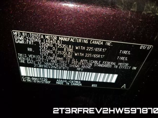 2T3RFREV2HW597870 фото 2