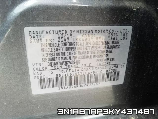 3N1AB7AP3KY437487 фото 2