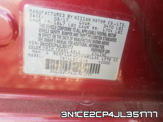 3N1CE2CP4JL351777 фото 2