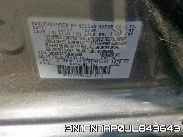 3N1CN7AP0JL843643 фото 2