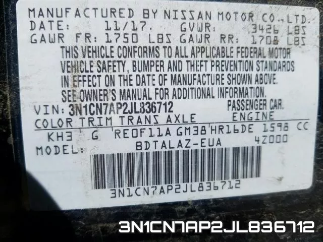 3N1CN7AP2JL836712 фото 2