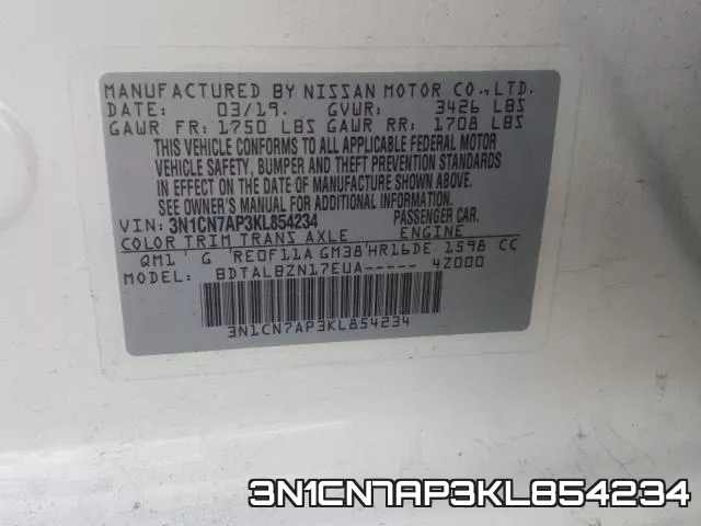 3N1CN7AP3KL854234 фото 2