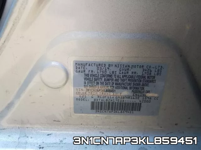 3N1CN7AP3KL859451 фото 2