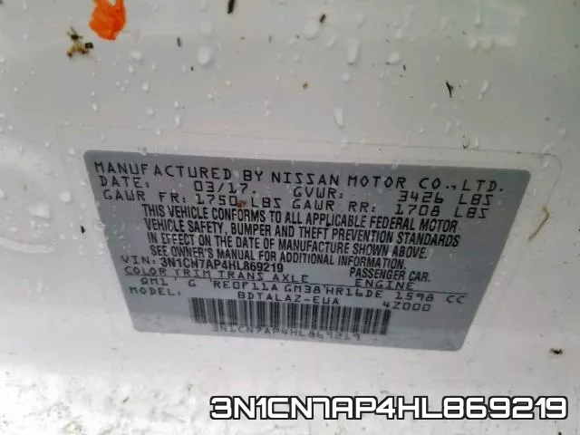 3N1CN7AP4HL869219 фото 2