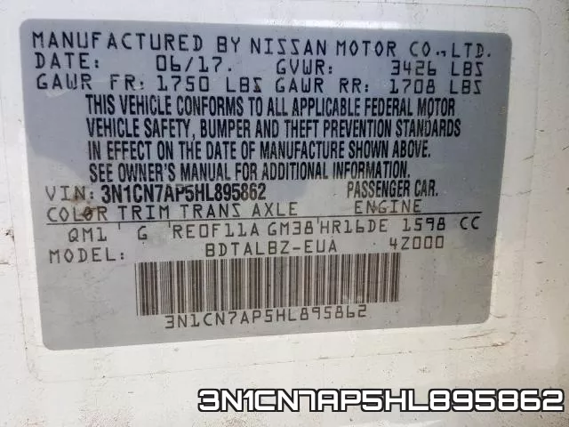 3N1CN7AP5HL895862 фото 2