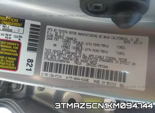 3TMAZ5CN1KM094744 фото 10
