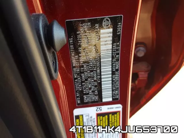 4T1B11HK4JU653700 фото 2