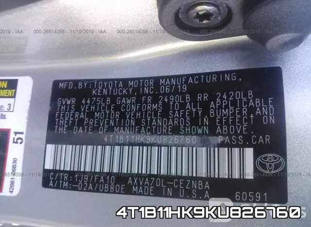 4T1B11HK9KU826760 фото 10