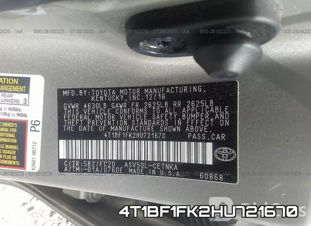 4T1BF1FK2HU721670 фото 10