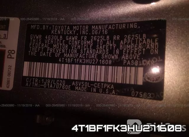 4T1BF1FK3HU271608 фото 10
