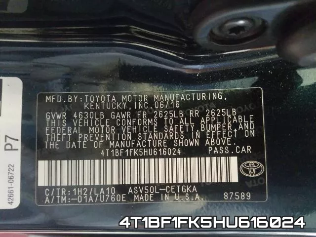 4T1BF1FK5HU616024 фото 2