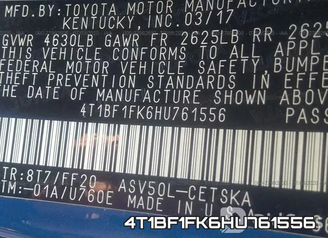 4T1BF1FK6HU761556 фото 10