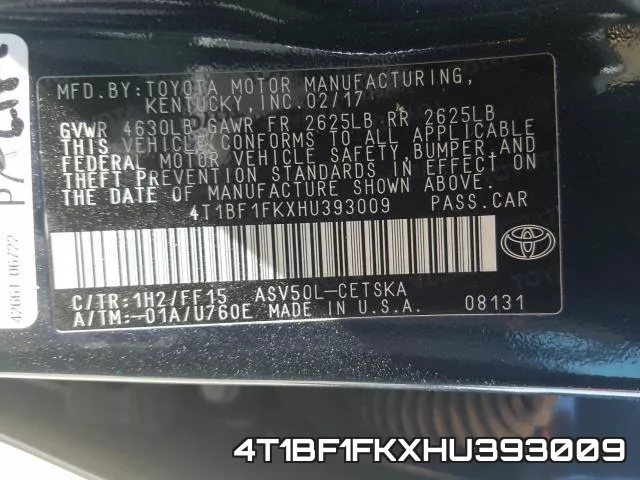 4T1BF1FKXHU393009 фото 2