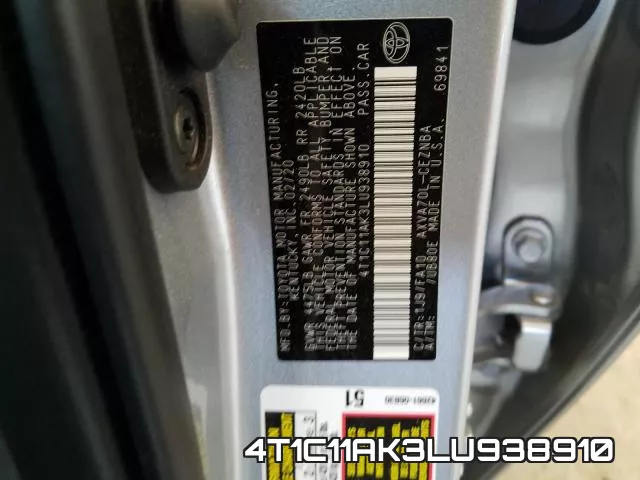 4T1C11AK3LU938910 фото 2