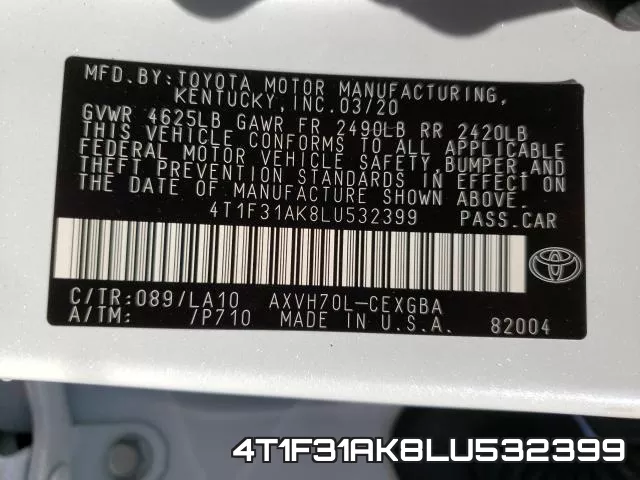 4T1F31AK8LU532399 фото 2