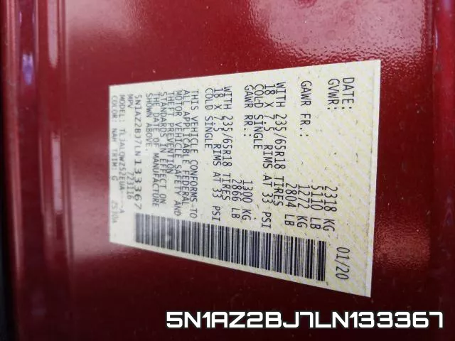 5N1AZ2BJ7LN133367 фото 2