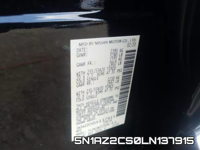 5N1AZ2CS0LN137915 фото 2