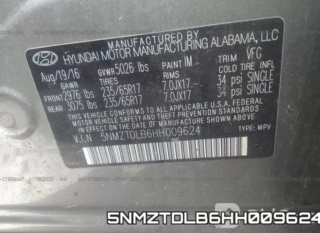 5NMZTDLB6HH009624 фото 10